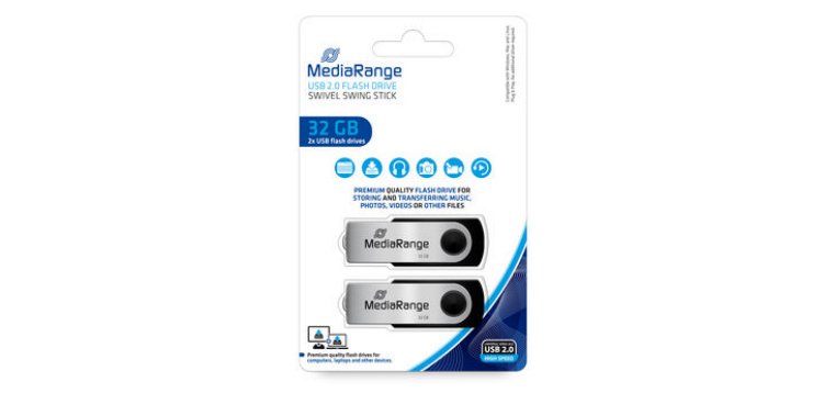 MediaRange MR911-2 lecteur USB flash 32 Go USB Type-A 2.0 Noir, Argent