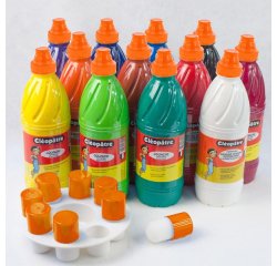 Gouache liquide cleopatre nefertari 1l + palette + 8    pinceaux pochoirs assortiment de 12 unites