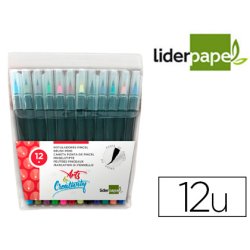 Feutre liderpapel pointe pinceau extra souple couleur  assorties pochette 12 u