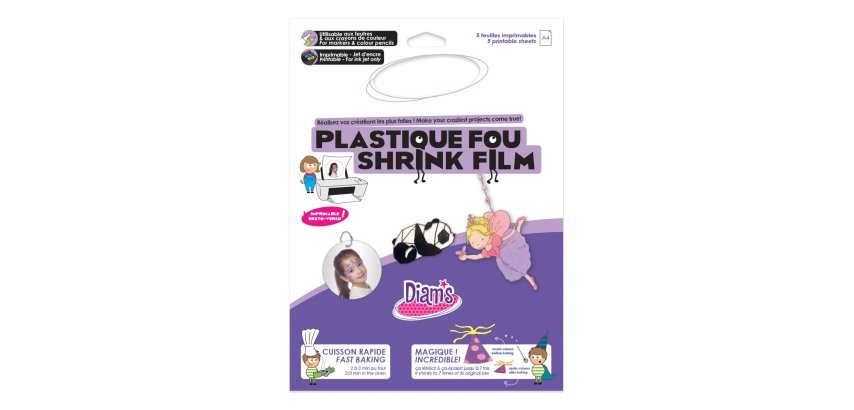 Plastique fou diam's oz international impression      recto verso blanc paquet 5    feuilles