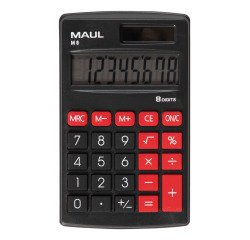 Calculatrice maul poche m8 8 chiffres ecran 1 ligne 3 touches memoires touche pourcentage calcul racines coloris noir