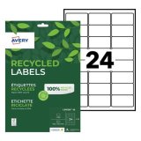 Etiquette autocollante avery adresse recyclee laser blanc  63,5 x 33,9mm boite de 360