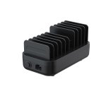 DLH Station de charge 200W USB-C avec 10 emplacements pour tablettes et smartphones - 10 ports USB-C 20W Power Delivery (PD) - Interrupteur ON/OFF - Séparateurs amovibles - Socle antidérapant - Livrée avec câble secteur