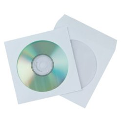 Pochette cd/dvd q-connect papier fenêtre rabat auto-adhésif coloris blanc paquet 50 unités