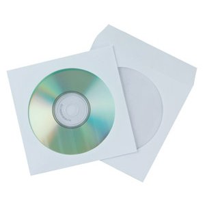 Pochette cd/dvd q-connect papier fenêtre rabat auto-adhésif coloris blanc paquet 50 unités