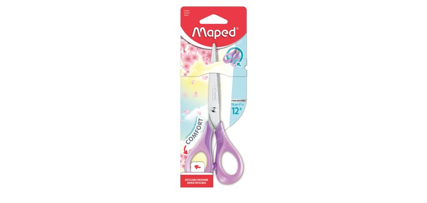 Ciseaux droitiers bouts pointus Maped Sensoft pastel 16 cm