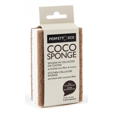 Perfetto 13960 sponge Rectangular Cellulose, Coconut, Fiber Beige, Brown 2 pc(s)