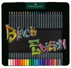 Matite colorate triangolare Black Edition - colori assortiti - Faber-Castell - conf.24 pezzi