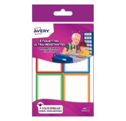 Étiquette avery adhésive 44x64mm cadre couleur ultra-résistante boîte 16 unités