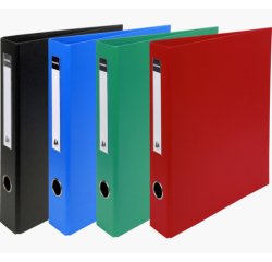 Classeur carton exacompta remborde pvc capacite 370     feuilles 4 anneaux dos de 60  mm dim 32x29 cm coloris