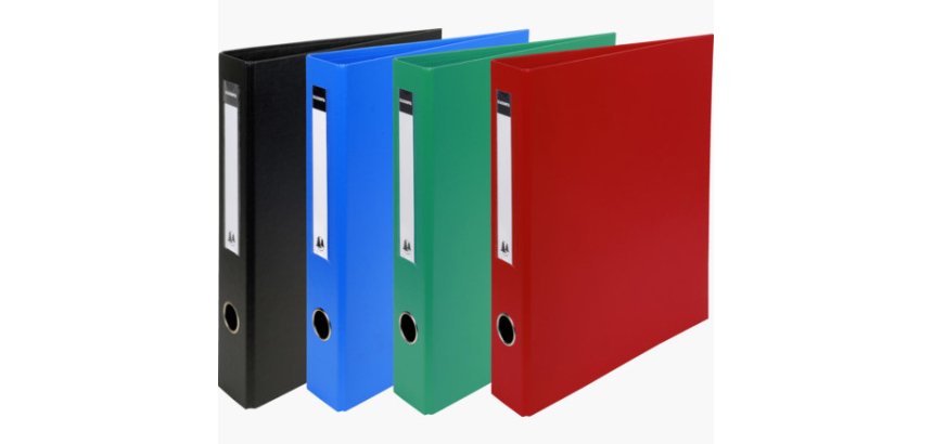Classeur carton exacompta remborde pvc capacite 370     feuilles 4 anneaux dos de 60  mm dim 32x29 cm coloris