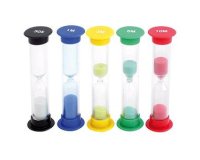 Mesure du temps eduplay sabliers couleur de sable et  duree diffrente lot de 5      coloris assortis