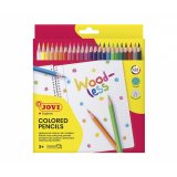 Crayon couleur jovi woodless triangulaire mine resistante  haut pouvoir couvrant inodore couleurs vives etui 24 unites