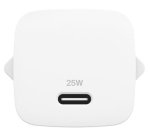 Chargeur pour téléphone mobile Belkin secteur USB-C 25W Power Delivery, avec câble d'un mètre USB-C vers USB-C inclus, blanc.