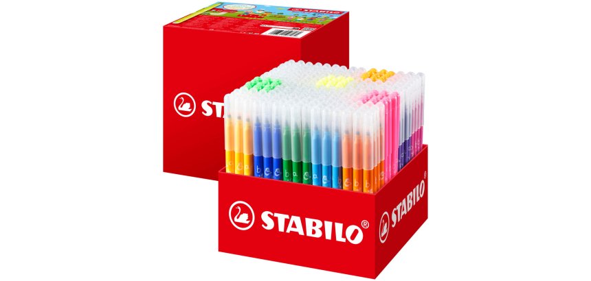 Feutre coloriage stabilo trio a-z maxi schoolpack encre lavable pointe moyenne bloquee coloris assortis carton 240 uni