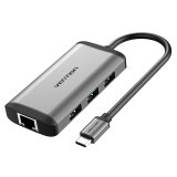 Vention Docking USB Tipo-C CNCHB/ 1xHDMI/ 3xUSB/ 1xUSB Tipo-C PD/ 1xRJ45/ Gris
