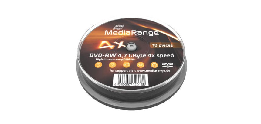DVD-RW MediaRange 4.7GB 120min 4x speed 10 pieces