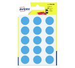 Etichette adesive tonde PSA - in carta - permanenti - diametro 19 mm - 15 et/fg - 6 fogli - blu - Avery