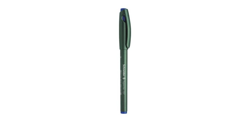 Stylo fibre schneider topwriter 157 pointe large    trait 0,8mm cap-off longue durée couleur bleue