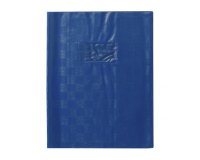 Protège-cahiers grain madras avec rabats marque-pages PVC 22/100ème 17x22 cm - Bleu