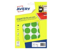 Etiquette avery multi-usages diam. 30 mm impression laser  / jet d'encre / copieur       coloris vert 240 unites