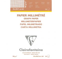 Vélin Millimétré bloc collé 50F A4 90g