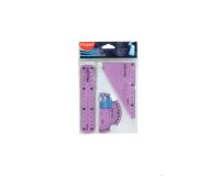 Kit maped twist'n'fix 3 pièces souple incassable règle 15 cm équerre 60 degrés 15cm rapporteur 180 degrés 10cm assortis