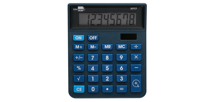 Calculadora liderpapel sobremesa xf17 8 digitos solar y pilas color azul 127x105x24 mm