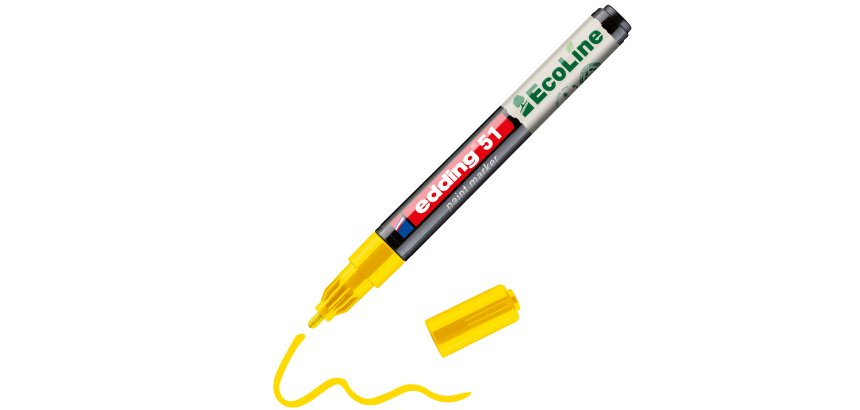 Marqueur edding 51 ecoline peinture base eau pointe      ogive 1/2mm coloris jaune