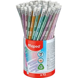 Crayons graphite bois, embout gomme, BLACK'PEPS GLITTER, HB en pot de 72
