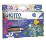 F.I.L.A. Astuccio 5 Giotto Decor Colori Metallizzati - Per Decorare Cartoncino, Legno, Vetro, Cuoio, Plastica, Sassi, Das, Metallo Ecc.