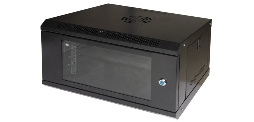 LINK Armadio Rack 19" 6U Serie Light Colore Nero Con Porta Vetro (Axpxl) Mm 300X400X530 Ripiano Incluso