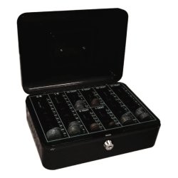 Caisse monnaie q-connect structure acier 0.8mm épaisseur plateau amovible espace billets 250x180x90mm coloris noir