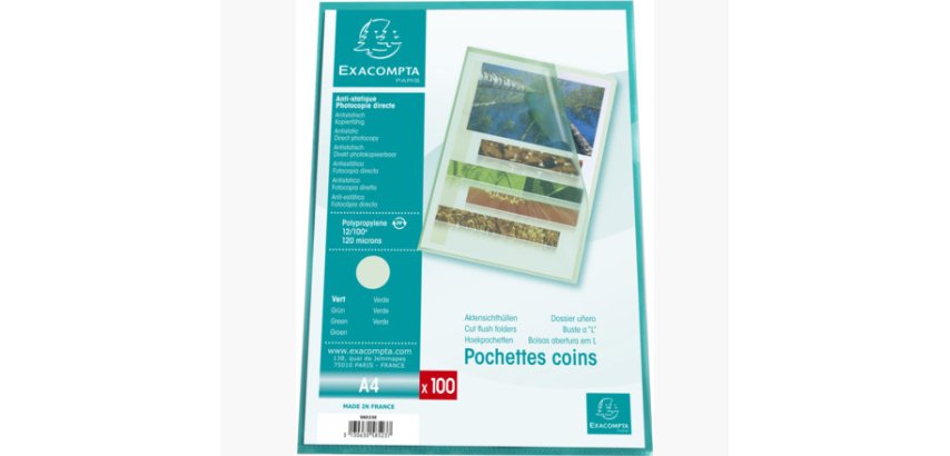 Sachet 100 pochettes polypropylène grainé 12/100e - A4