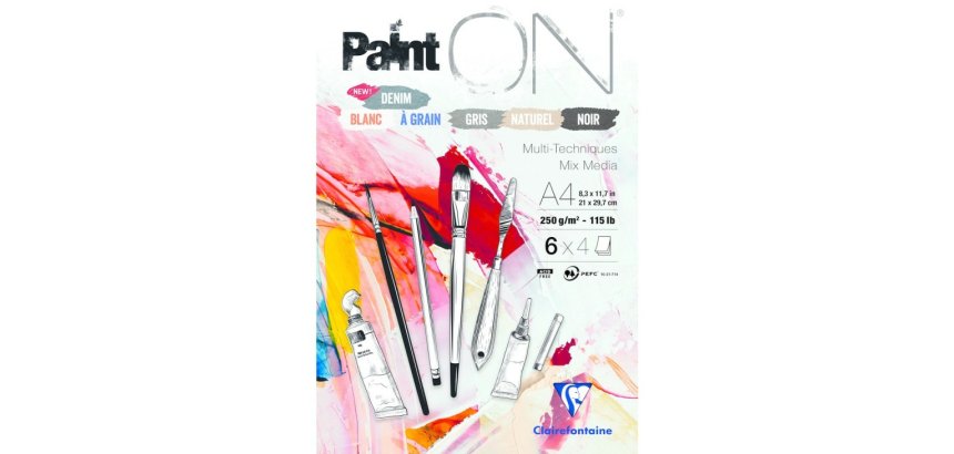 Paint'ON n°6 bloc collé 24F A4 250g assorti 6x4F - Assortiment