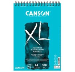 Album canson xl aquarelle a spirale papier grain fin      blanc 300g a4 21x29,7cm 30f