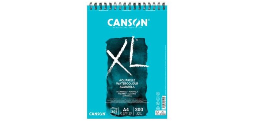 Album canson xl aquarelle a spirale papier grain fin      blanc 300g a4 21x29,7cm 30f