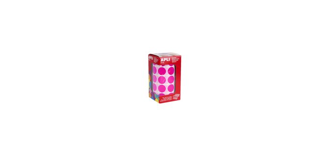 Gommette apli kids ronde 20mm coloris fuchsia rouleau 1770  unites