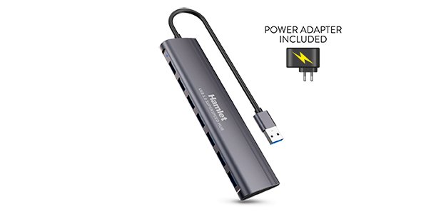 Hamlet XHUB-07A3P hub di interfaccia USB 3.2 Gen 1 (3.1 Gen 1) Type-A 5000 Mbit/s Nero