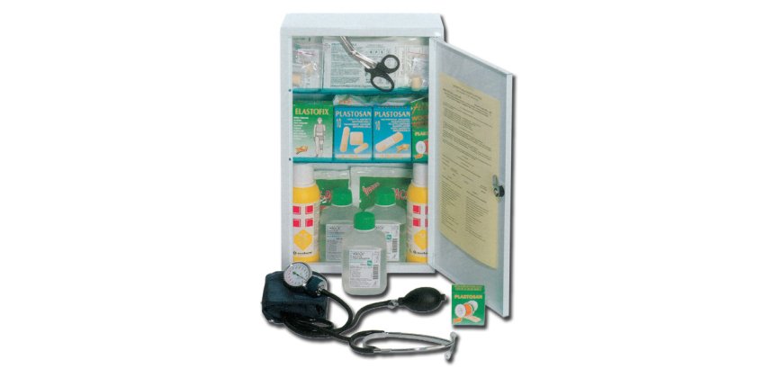 Armadietto di pronto soccorso 102/M - 46x30x14 cm - metallo - oltre 3 persone - bianco - PVS