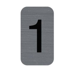 Plaque adhésive imitation Aluminium Chiffre 1 2,5x4,4 cm - Gris