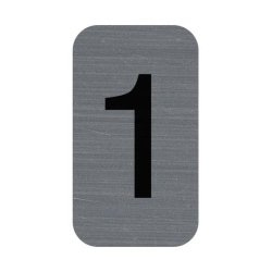 Plaque adhésive imitation Aluminium Chiffre 1 2,5x4,4 cm 67181E