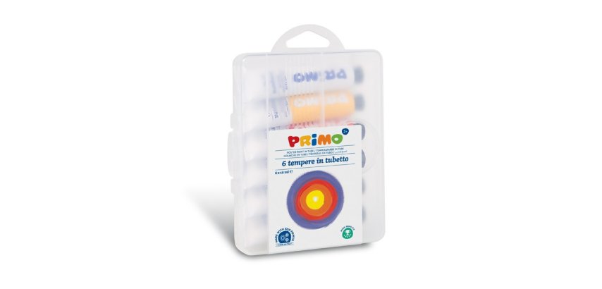 Tubi tempera - 18 ml - colori assortiti - Primo - astuccio 6 pezzi