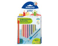Crayon couleur pelikan griffix ergonomique coloris   assortis etui 12 unites