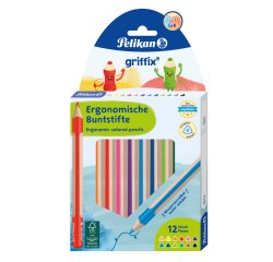 Crayon couleur pelikan griffix ergonomique coloris   assortis etui 12 unites