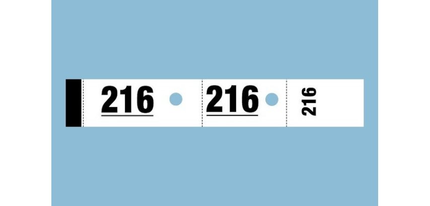 Bloc vestiaire piqué elve 3 coupons perforés détachables numérotés 1/1000 30x200mm 50 feuillets coloris blanc