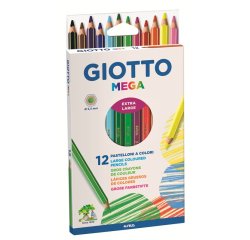 Pastelli colorati Mega - esagonale - mina 5,5 mm  - Giotto - conf. 12 pezzi