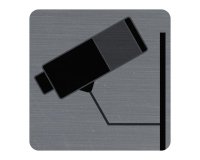 Plaque adhésive imitation aluminium Surveillance caméra 7,5x7,5 cm - Gris