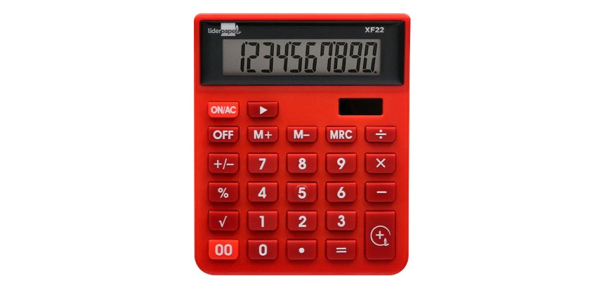 Calculadora liderpapel sobremesa xf22 10 digitos solar y pilas color rojo 127x105x24 mm
