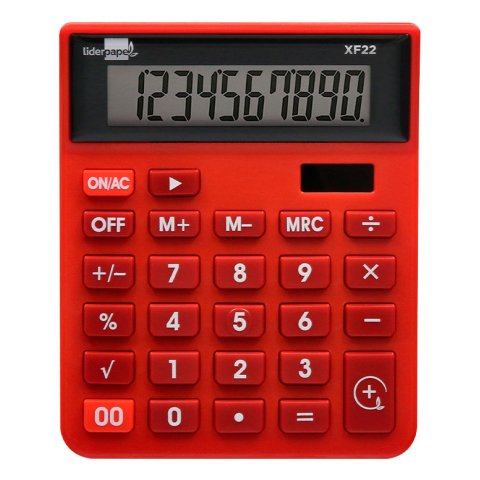 Calculadora liderpapel sobremesa xf22 10 digitos solar y pilas color rojo 127x105x24 mm
